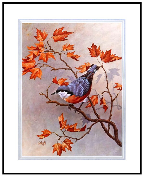 AK VH8302 Nuthatch & Leaves